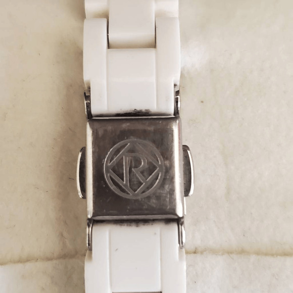 Relic Petit Ladies Watch Cream Colored‎ Enamel Bezel and White Band Silver Tone - Picture 7 of 8